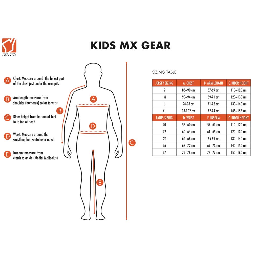 YOKO Scramble Kinder Motocross Hose orange blau