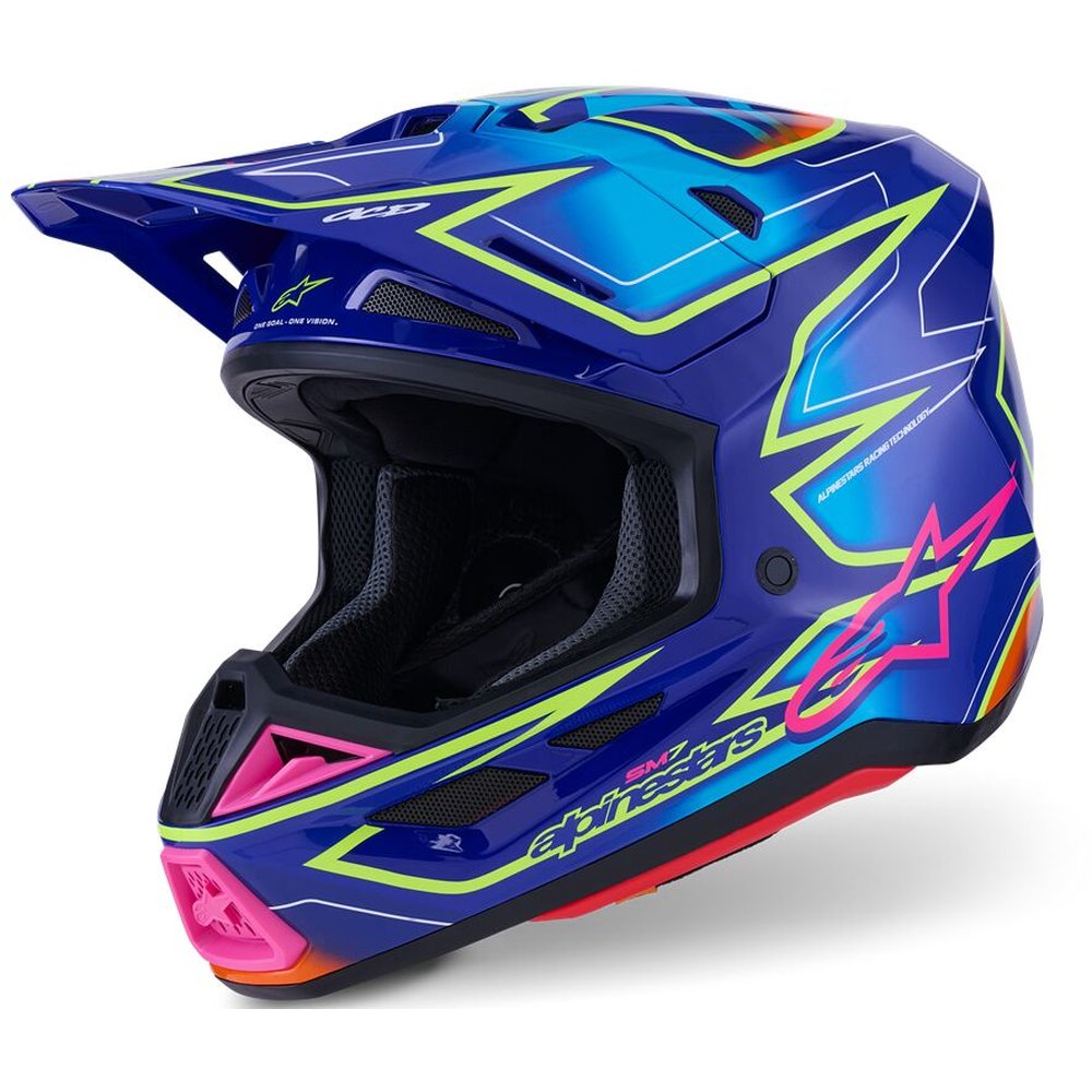 ALPINESTARS Supertech M7 Cast Motocross Helm blau/gelb/pink ALPINESTARS Supertech M7 Cast Motocross Helm blau/gelb/pink