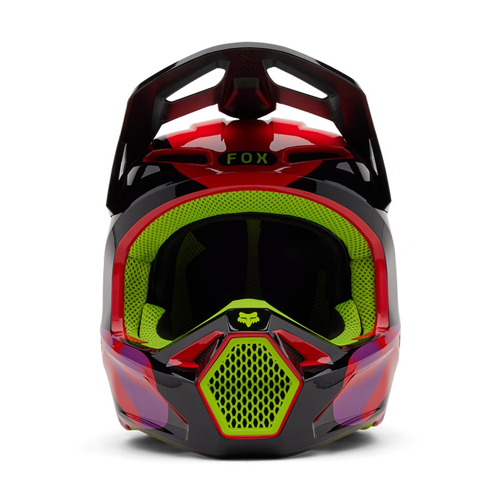 FOX V1 EMOTION HELMET Motocross Helm Neon Rot