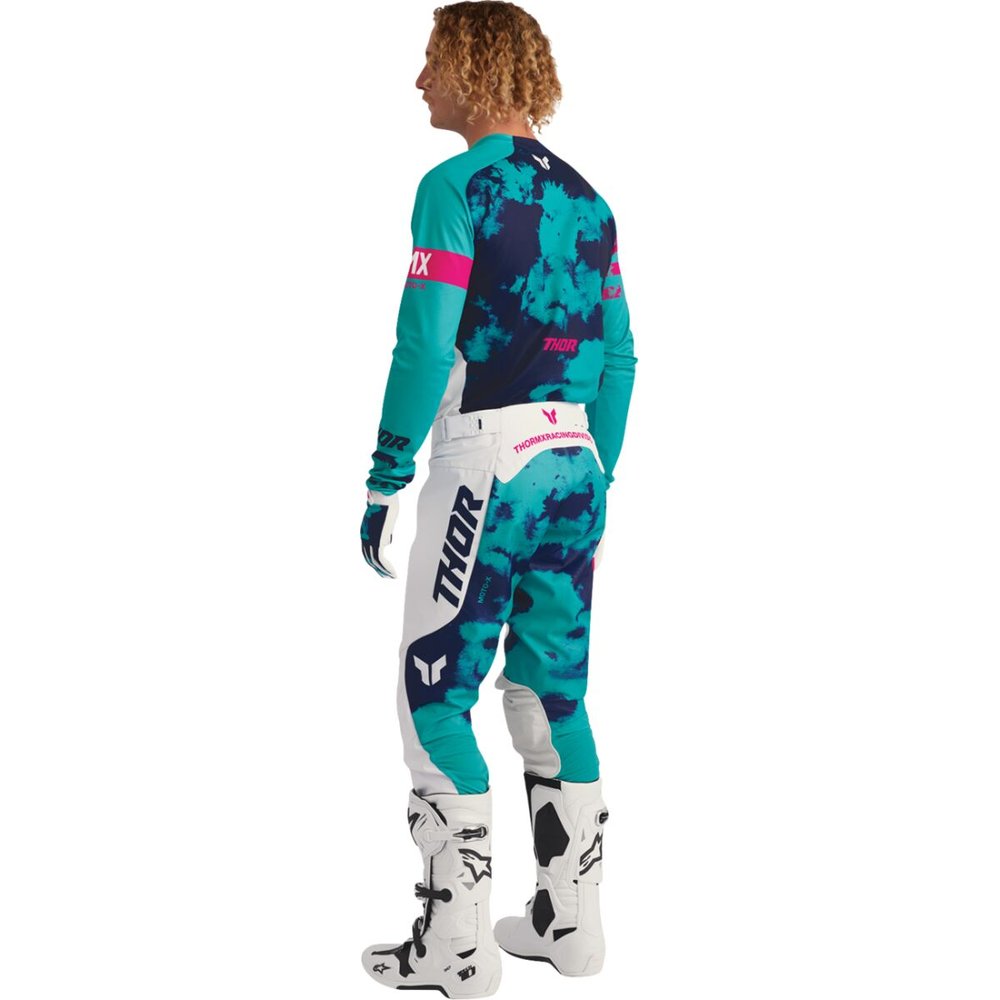 THOR Launchmode Bleach Jersey weiss/Aqua blau THOR Launchmode Bleach Handschuhe weiss/Aqua blau