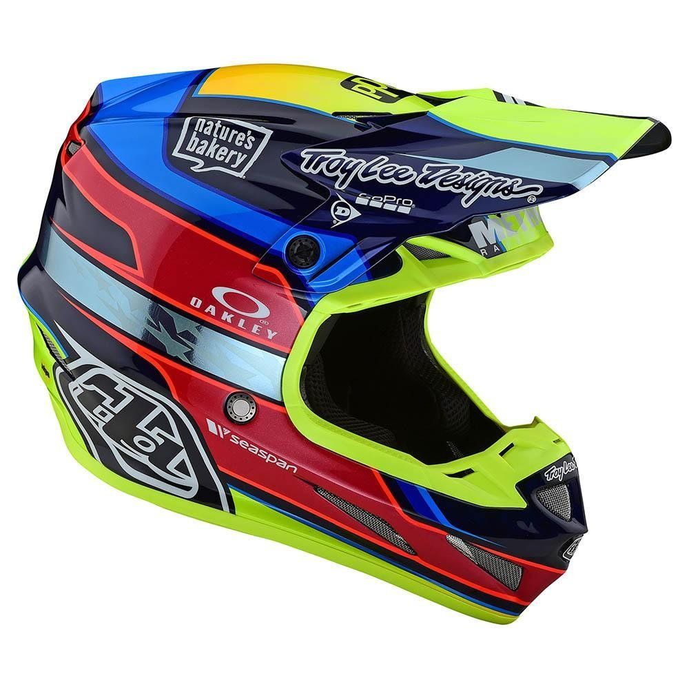 TROY LEE DESIGNS SE4 Carbon Speed Team Motocross Helm blau gelb