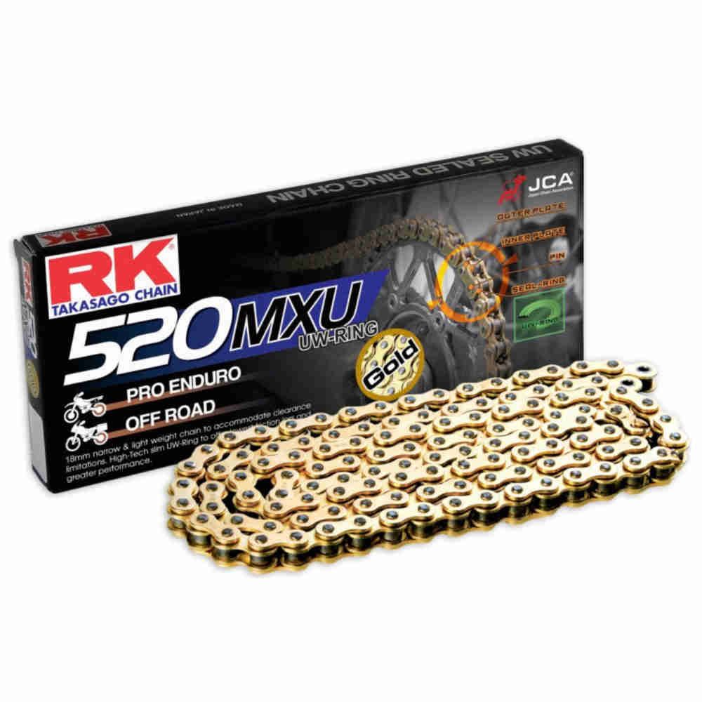 RK CHAIN RACING 520 MXU UW-Ring Motocross Motorrad-Kette gold