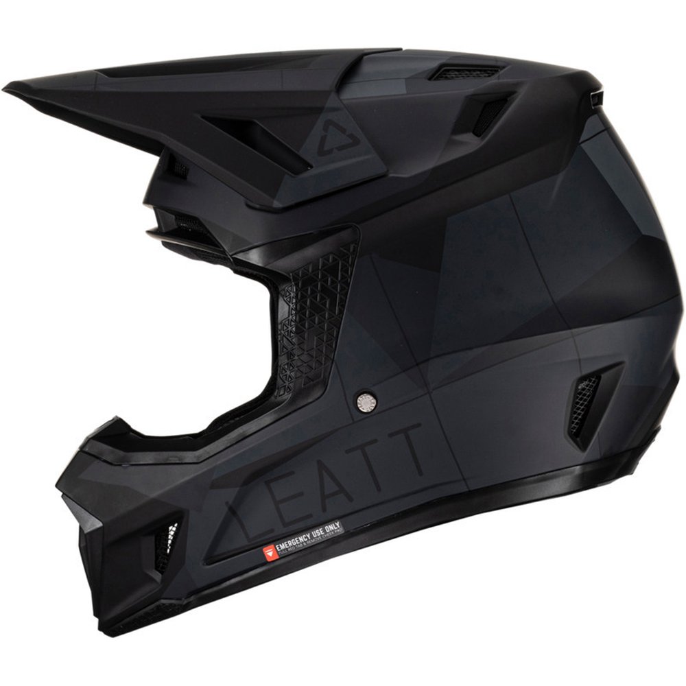 LEATT 7.5 Stealth 23 Motocross Helm dunkelgrau + Brille