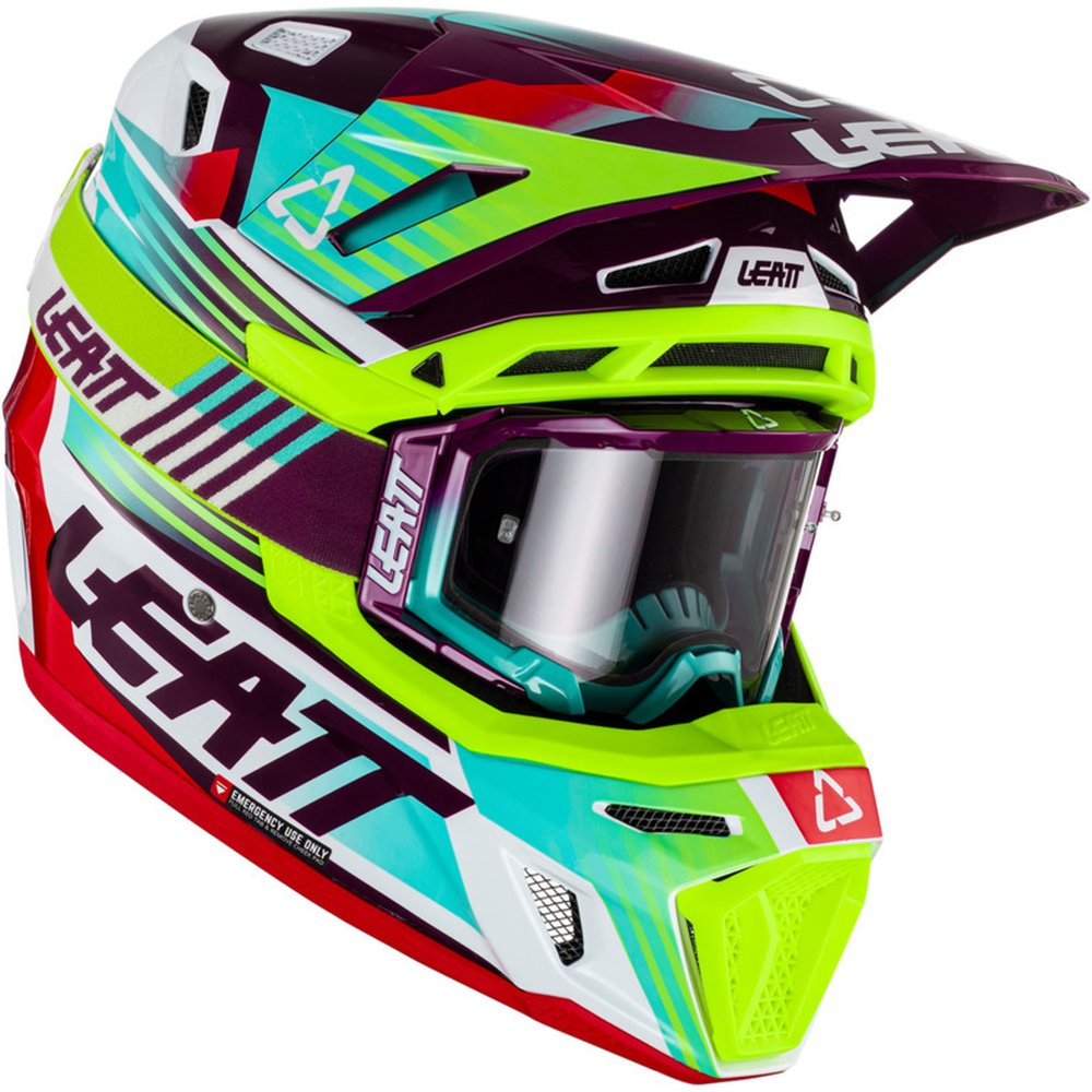 LEATT 8.5 Neon 23 Motocross Helm gelb + Brille