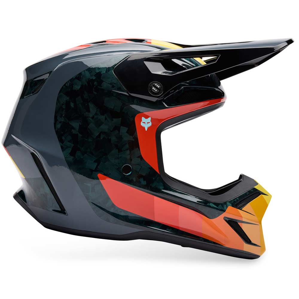FOX V3 RS GRID Motocross Helm Schwarz/Orange