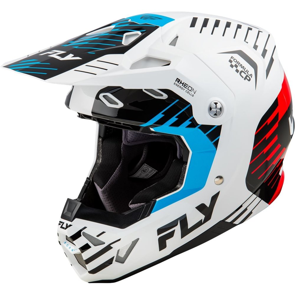 FLY Formula Cp Motocross Helm Slice weiss-rot-cyan blau