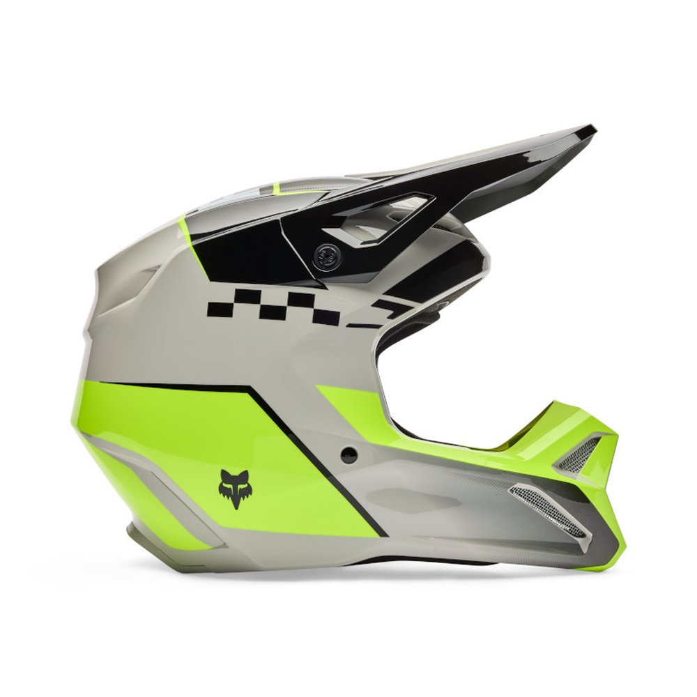 FOX YOUTH V1 COLLECT HELMET Motocross Helm für Kinder Grau/Gelb