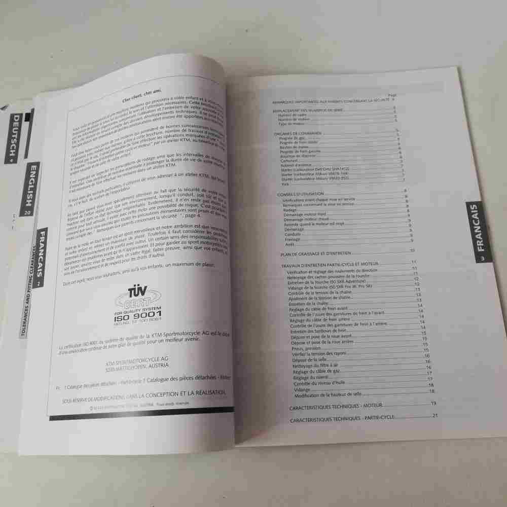 KTM 50 SXR Adventure Pro Junior/Senior 1999 Motorrad-Handbuch gebraucht