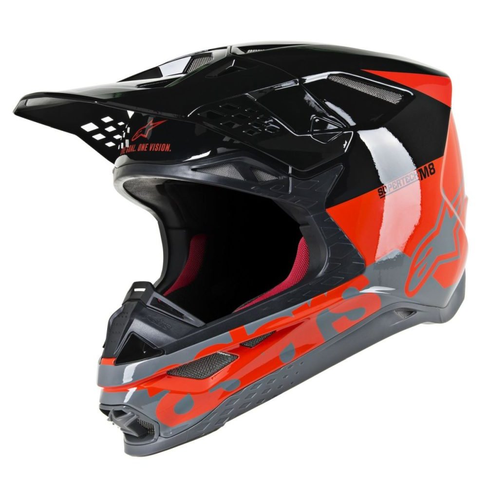 ALPINESTARS Motocross SM8 Motocross Helm RDM rot schwarz grau