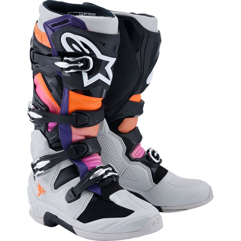 ALPINESTARS Tech 7 Motocross Stiefel schwarz/hell grau/neon orange/magenta rot