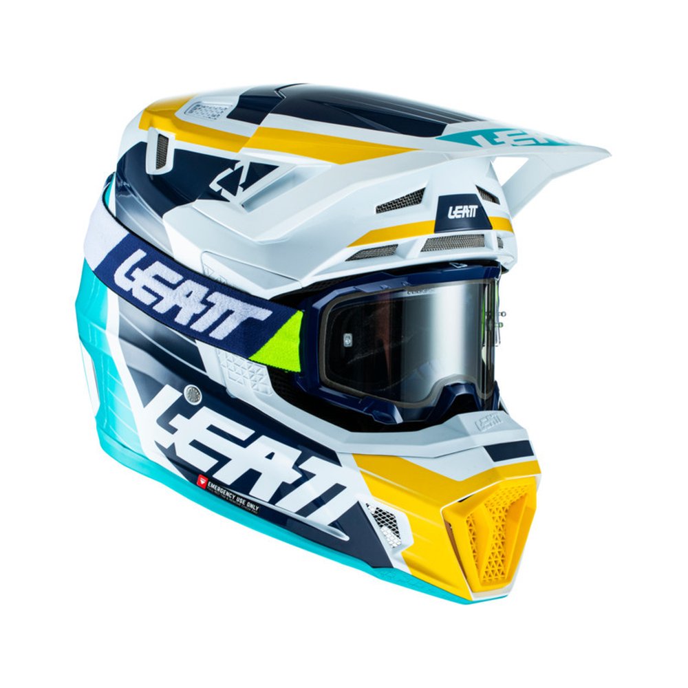 LEATT 7.5 V22 Motocross Helm inkl. MX MTB Brille Graphic blau-weiss-gelb