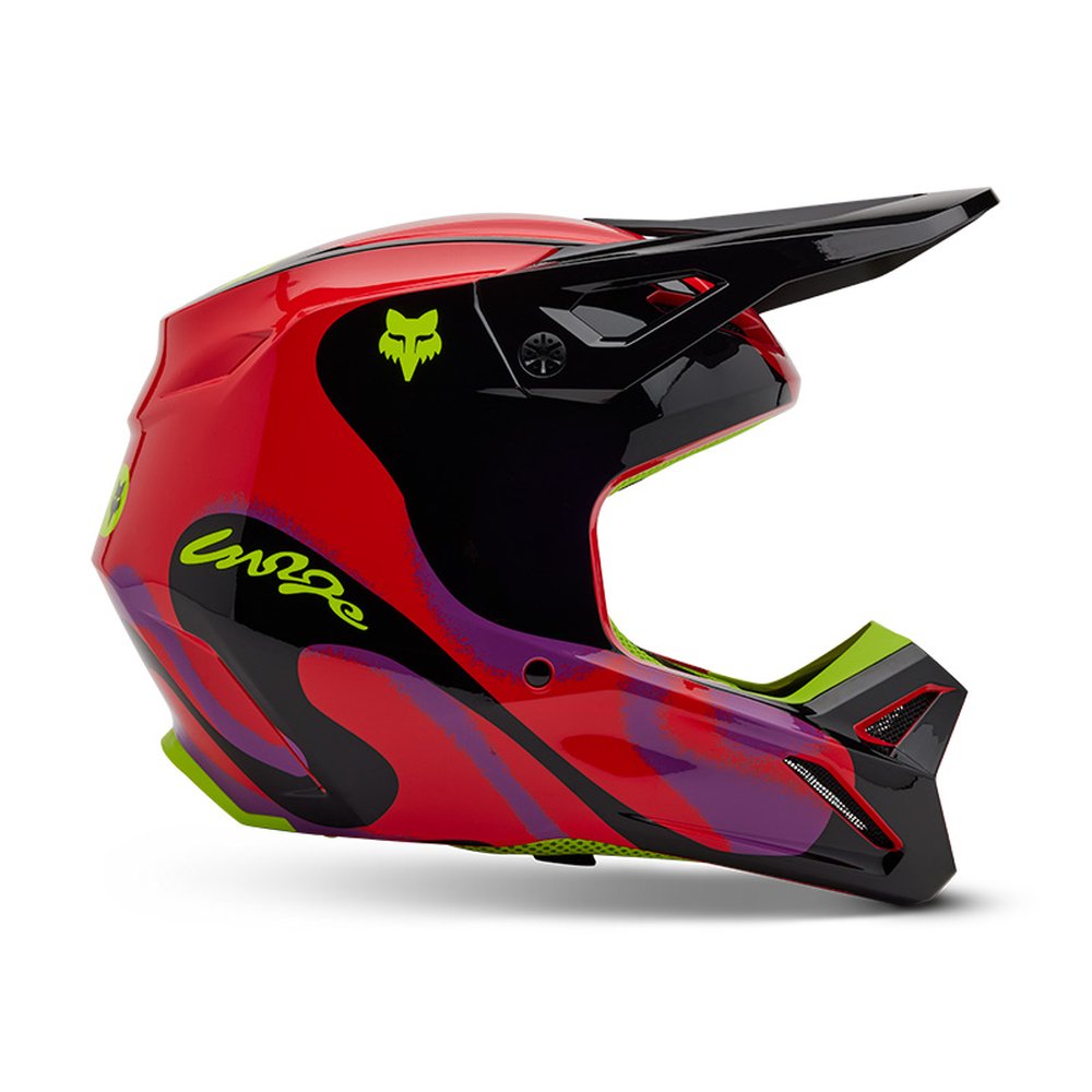 FOX V1 EMOTION HELMET Motocross Helm Neon Rot