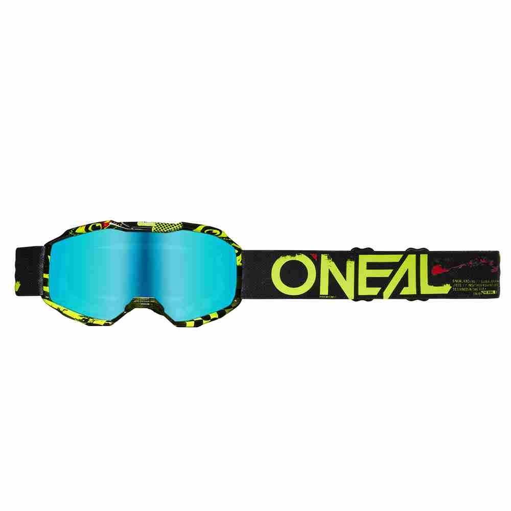 ONEAL B-10 Youth Attack Kinder Brille schwarz neon gelb - radium blau