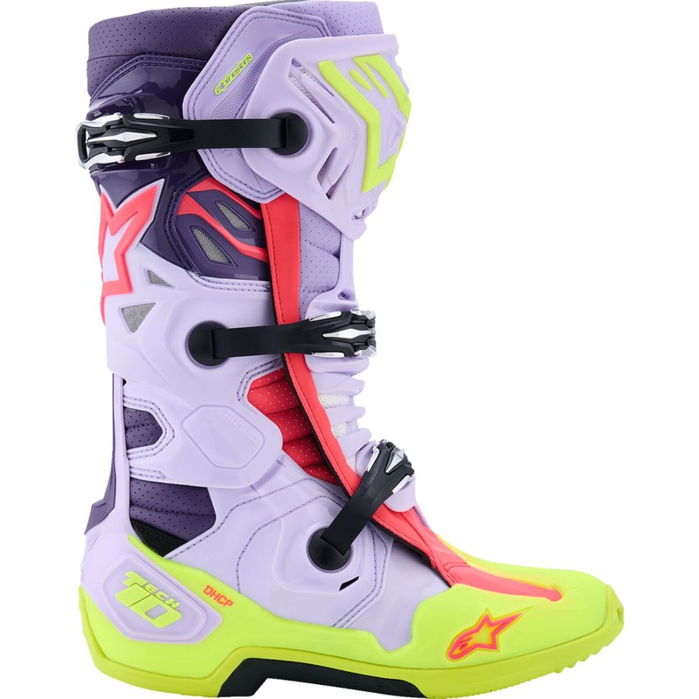 ALPINESTARS Tech 10 Supervented belüftete Motocross Stiefel lila/neon gelb/Diva Pink