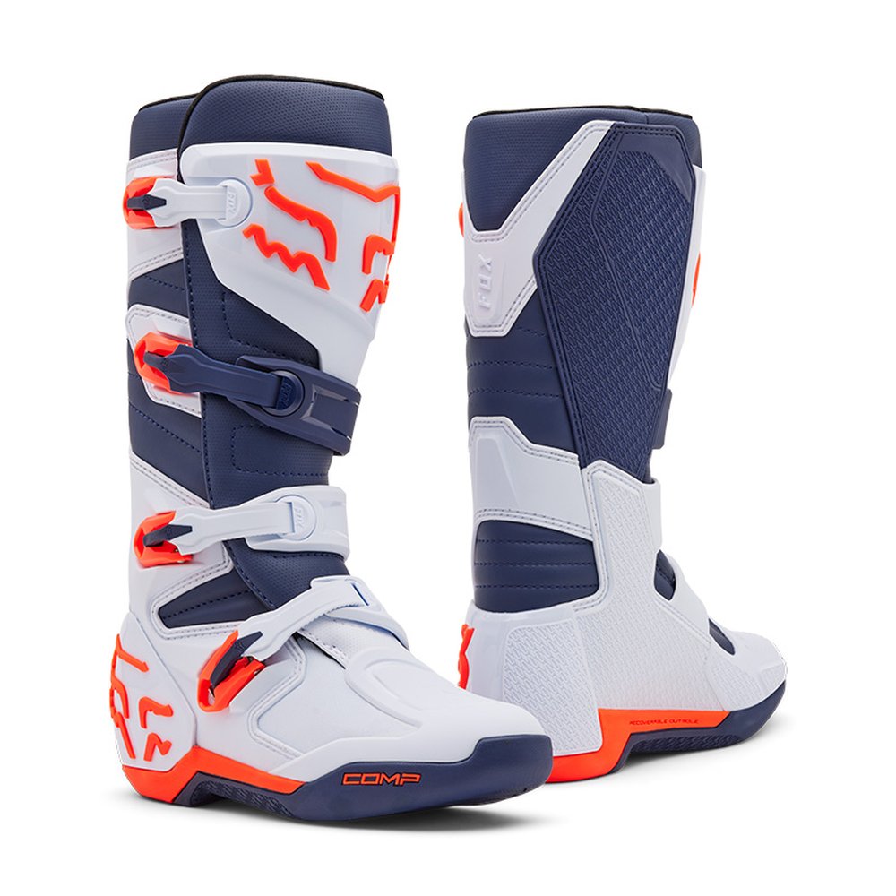 FOX COMP BOOT Motocross Stiefel Weiss/Navy Blau