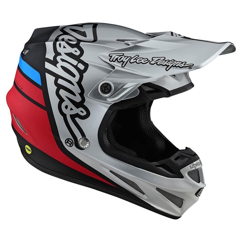 TROY LEE DESIGNS SE4 Silhouette Motocross Helm silber schwarz