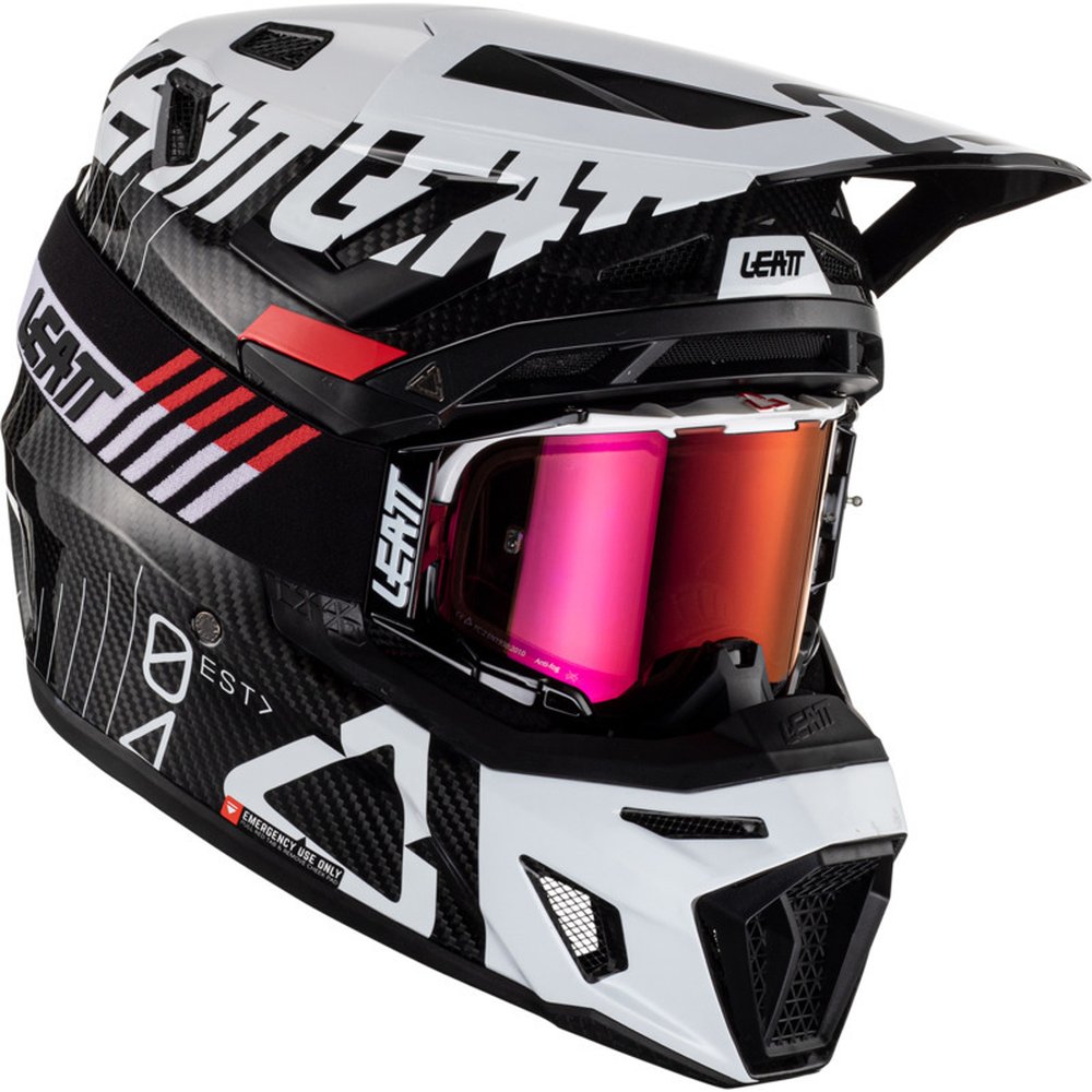LEATT 9.5 Carbon 23 Motocross Helm weiss + Brille