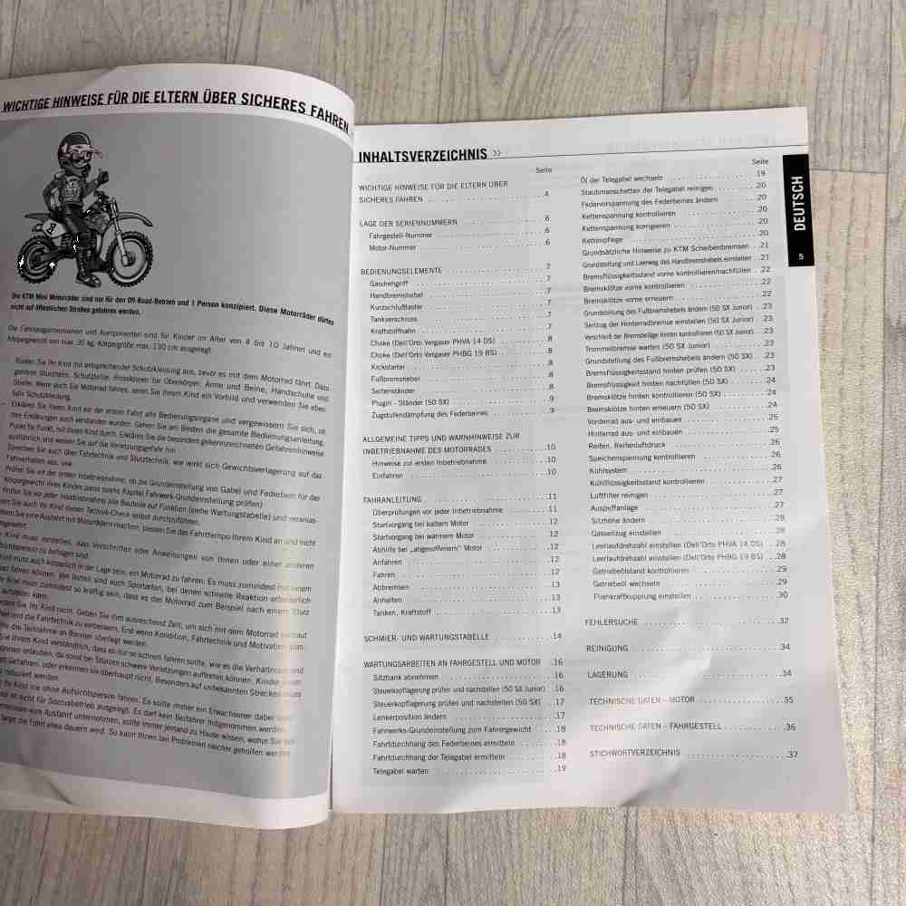 KTM 50 SX Junior/50 SX 3.211.141DE Motorrad-Handbuch gebraucht