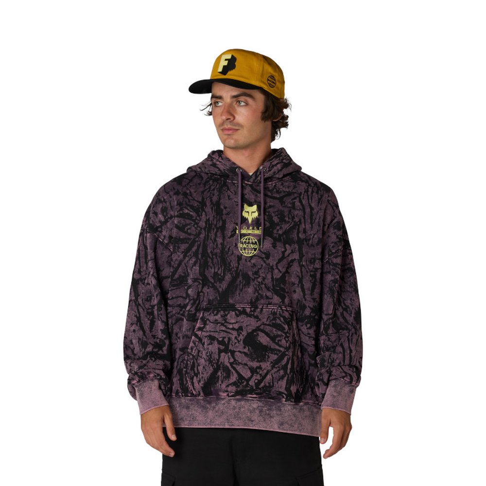 FOX IMAGE PRINT Fleece PO Hoodie Kapuzen Pullover Plum Perfect
