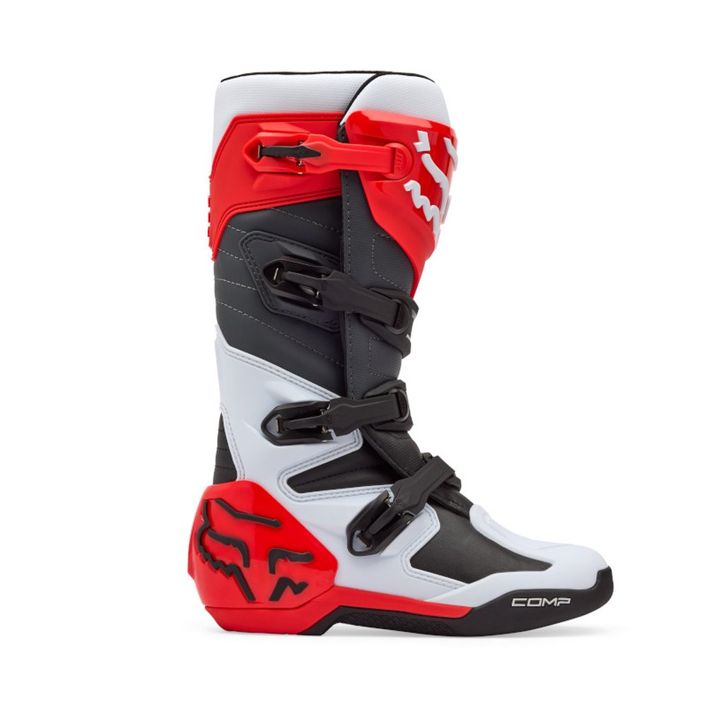 FOX COMP BOOT Motocross Stiefel Weiss/Neon Rot