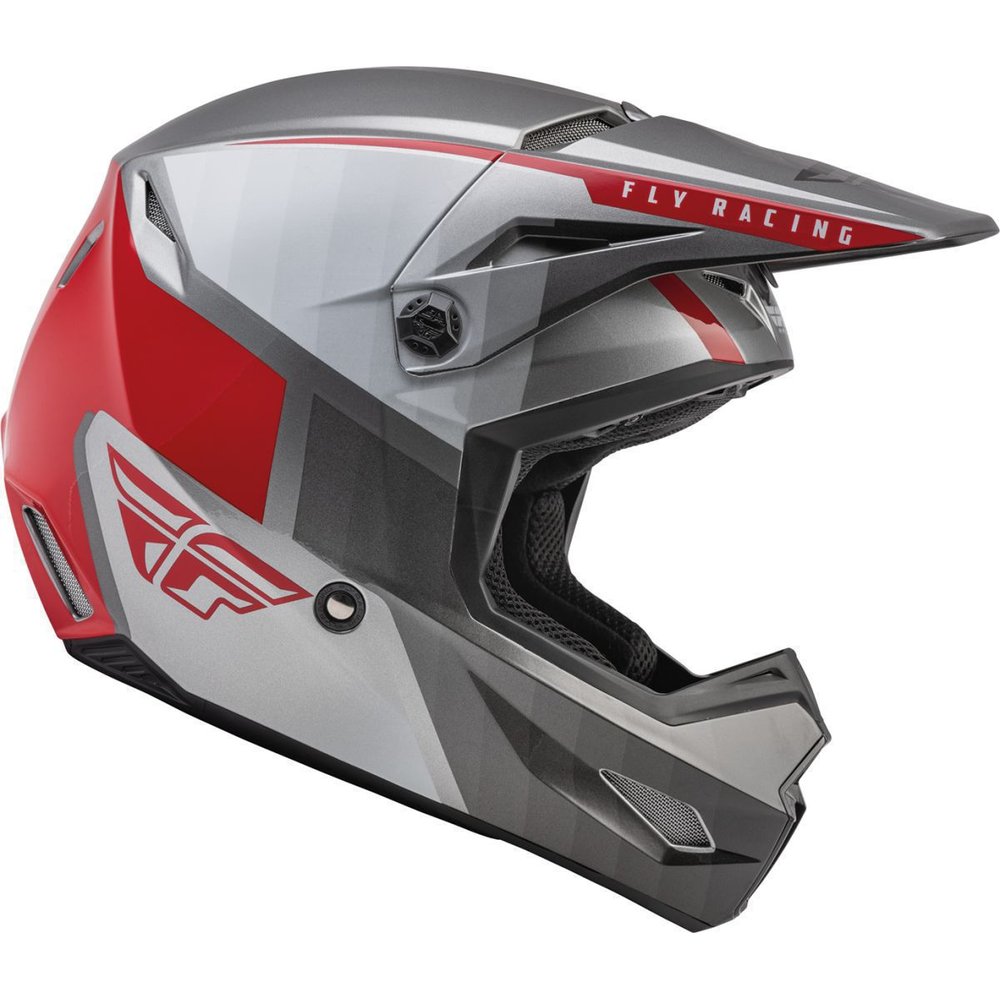 FLY Kinetic Drift Kinder Motocross Helm grau rot