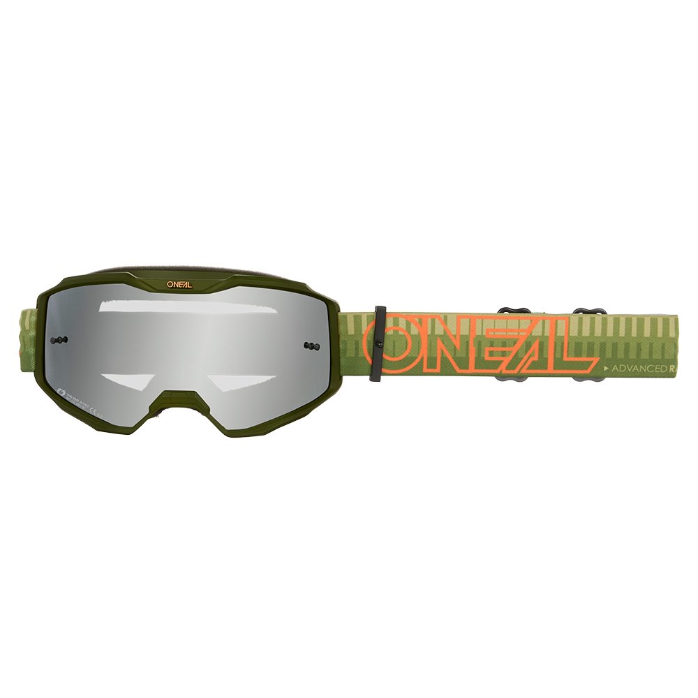 ONEAL B-10 Goggle Brille Striped grün/orange - silver mirror