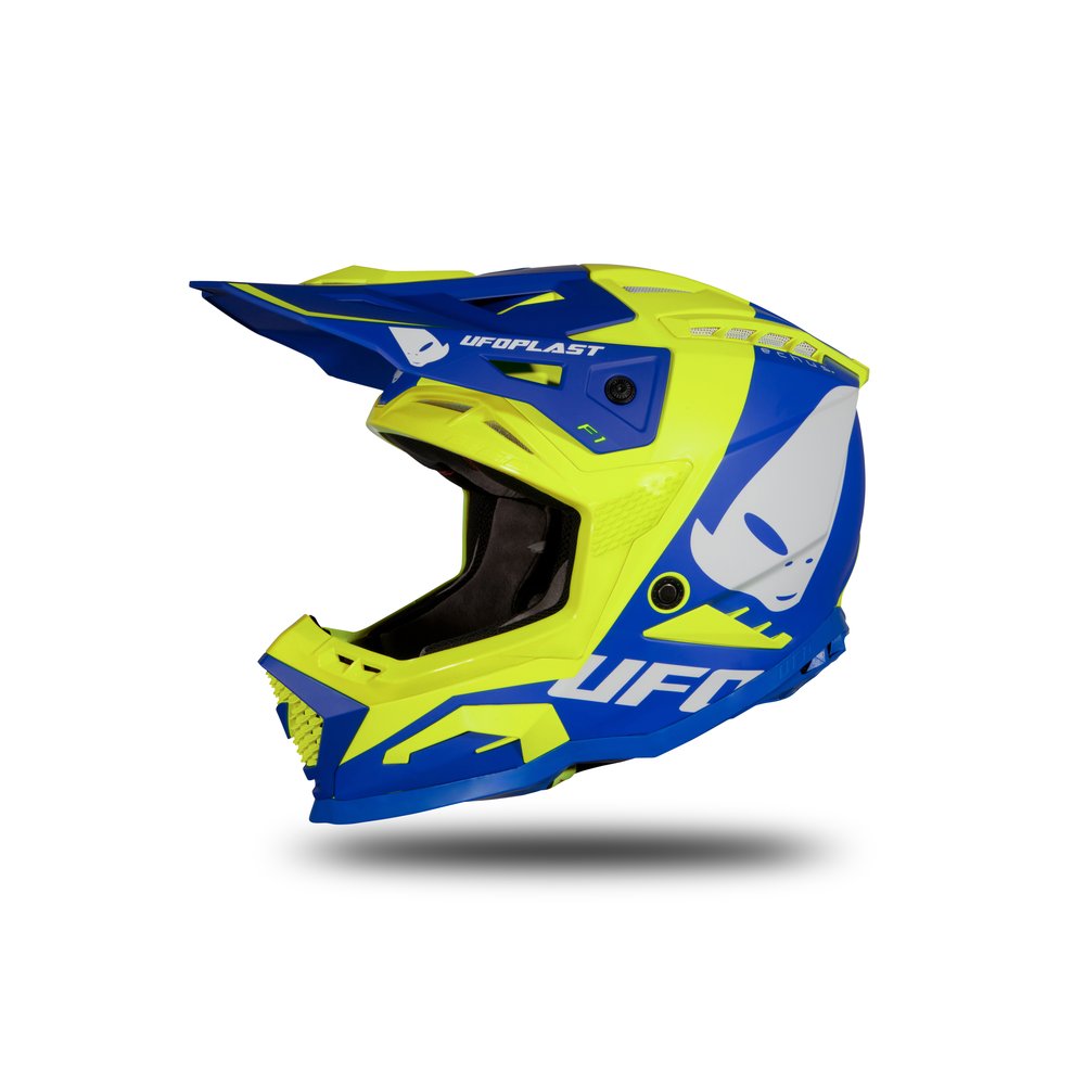 UFO Echus Motocross Helm blau neon gelb matt