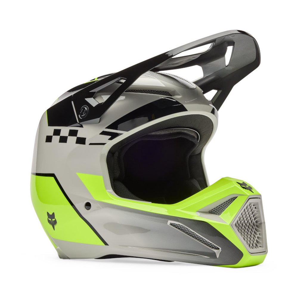 FOX YOUTH V1 COLLECT HELMET Motocross Helm für Kinder Grau/Gelb
