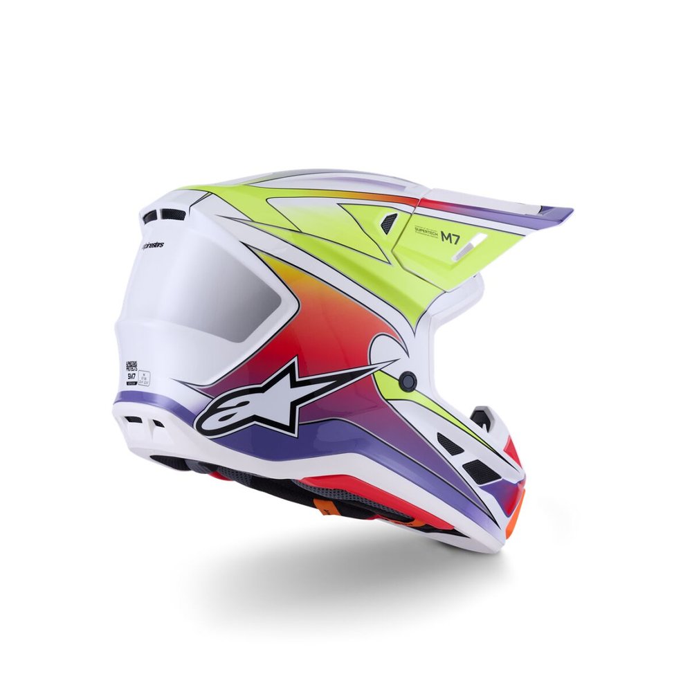 ALPINESTARS Supertech M7 Fuse Motocross Helm weiss/gelb/lila ALPINESTARS Supertech M7 Fuse Motocross Helm weiss/gelb/lila