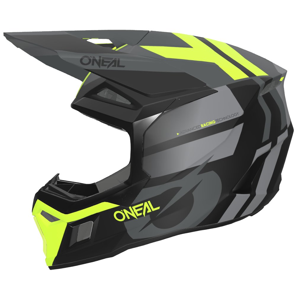 ONEAL 3SRS Motocross Helm Ride schwarz/grau/neon gelb