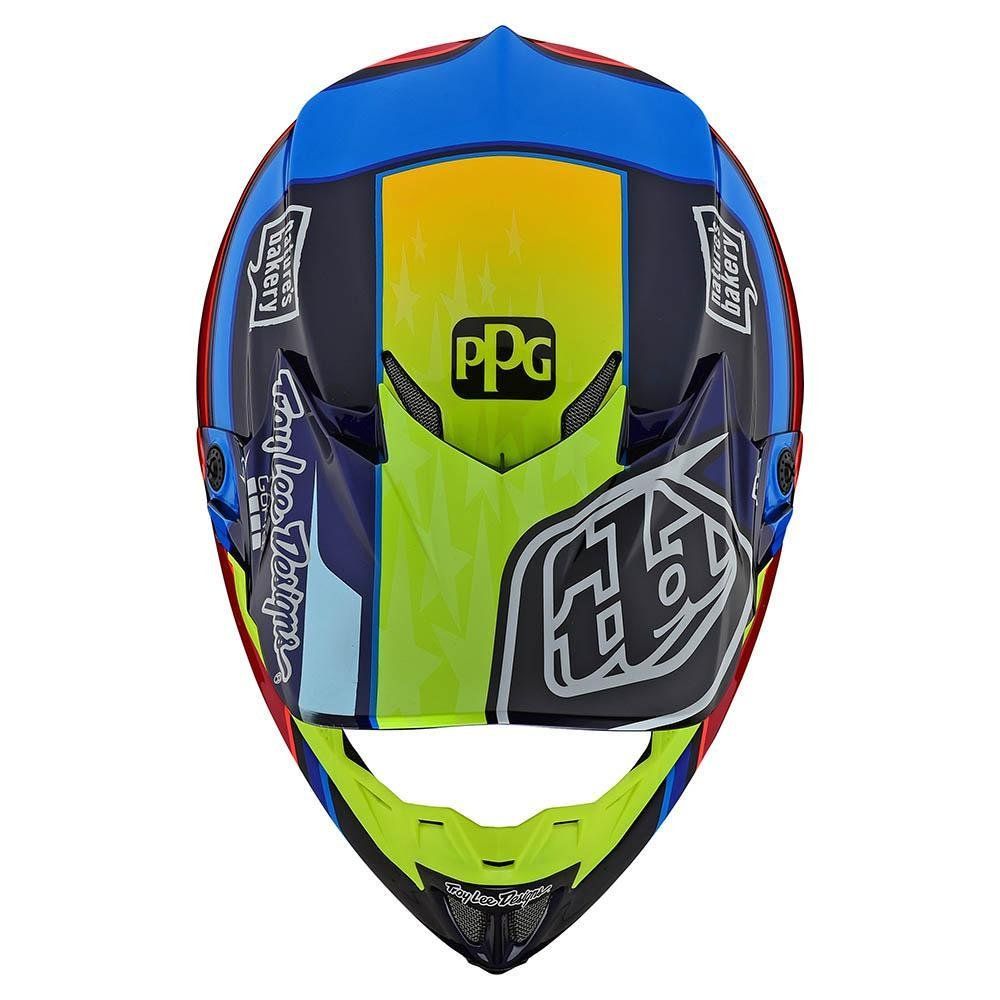 TROY LEE DESIGNS SE4 Carbon Speed Team Motocross Helm blau gelb