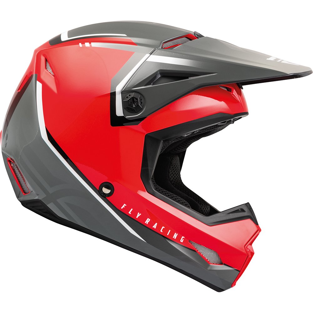 FLY Kinetic Vision Kinder Motocross Helm rot grau